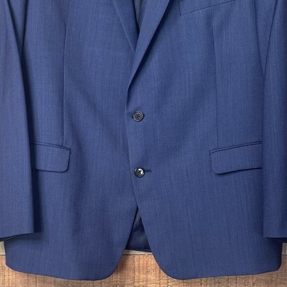 Lauren Ralph Lauren Wool Blend Blue Two Button Suit Jacket Blazer Size 46R - Picture 3 of 11